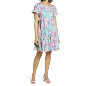 Lilly Pulitzer Floral Pink and Green Dress